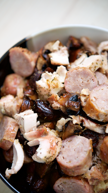 One-Pan Chicken, Sausage and Mushroom Roast Recipe [paleo, primal, keto, gluten-free]