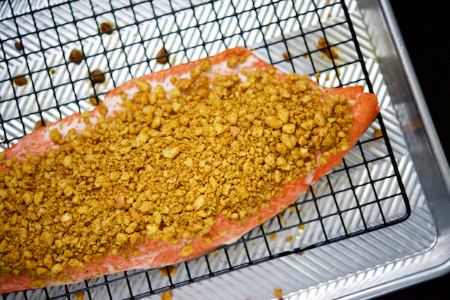 Macadamia and Curry Crusted Salmon Recipe [paleo, primal, gluten-free, keto]